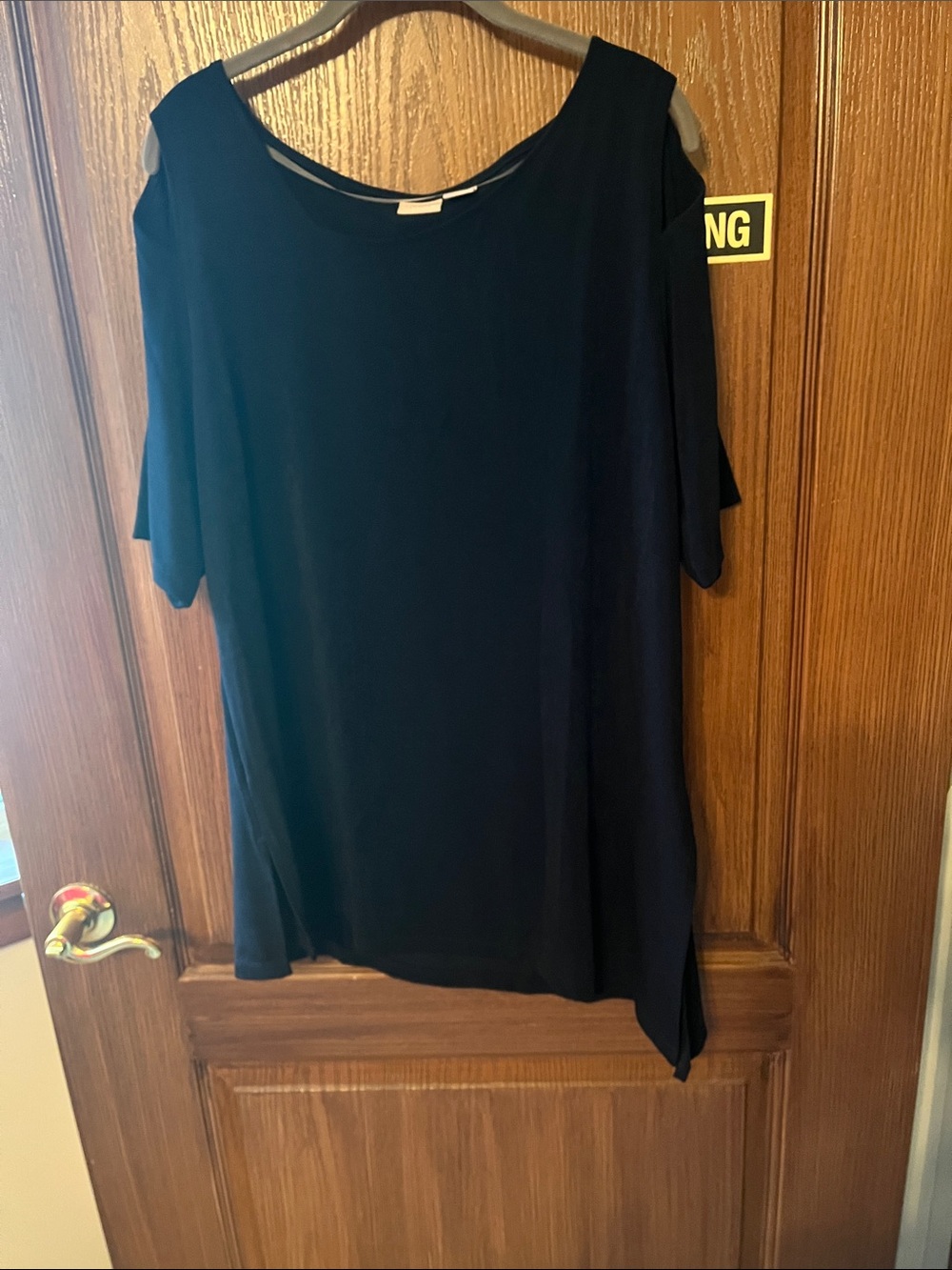 Chico's Navy Cold-Shoulder Tunic Top